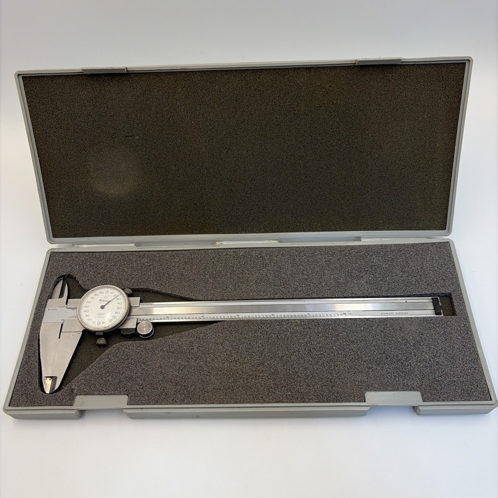 Vintage Mitutoyo Dial Caliper 8" 505-627 .001" With Case Made In Japan